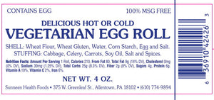 Veg Egg Rolls *NOT VEGAN, CONTAINS EGG* - Sunneen Health Foods