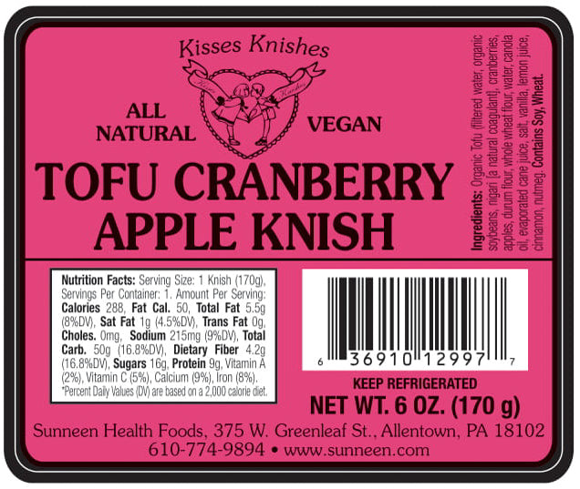 Tofu Cranberry Apple Knish - Sunneen Health Foods