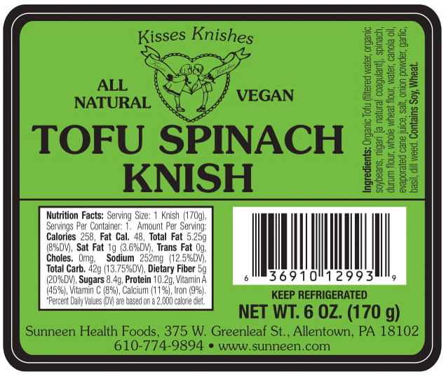 Tofu Spinach Knish - Sunneen Health Foods